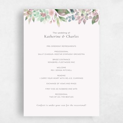 Pink Wedding Program - Cricket