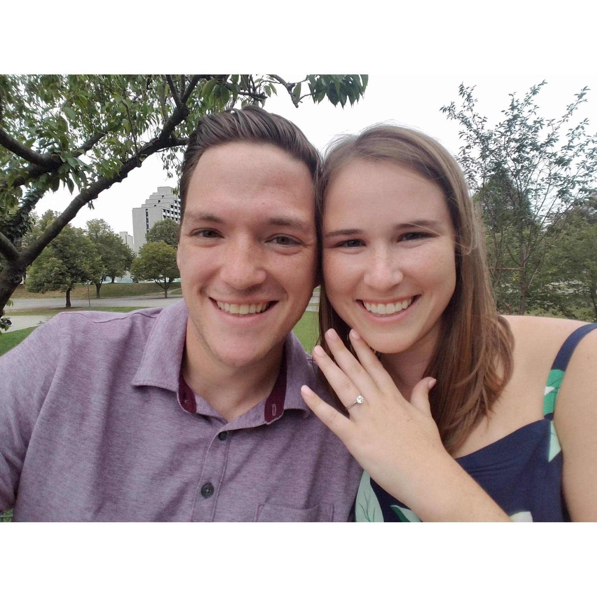 Happy moments right after the engagement in Munich, Germany!