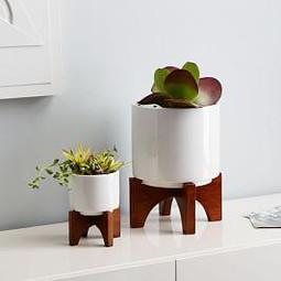 Turned Wood Leg Tabletop Planters (large)