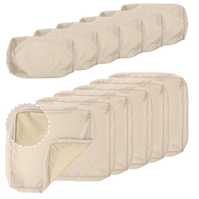 Patio Furniture Set Cushion Covers Outdoor Sectional Sofa Waterproof Square Couch Cushion Covers Outdoor Cushion Slipcovers Replacement for Outdoor Furniture, Non-Slip, Khaki