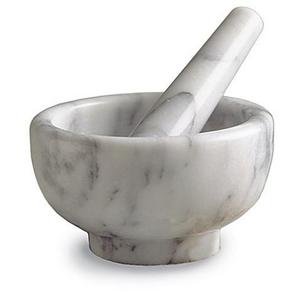 Marble Mortar & Pestle in Grey/White
