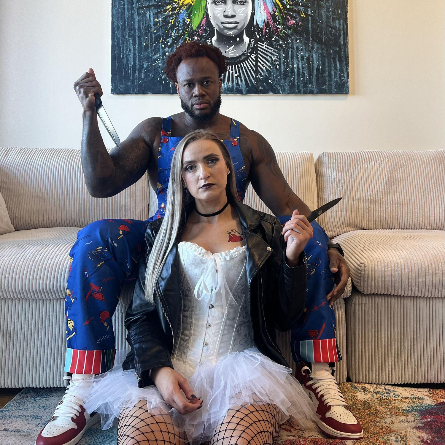 Kris and Jordan have made a tradition of dressing up for Halloween, here they are Chucky and his bride.
