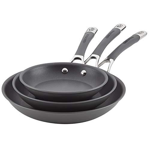 Circulon 83912 Radiance Hard Anodized Nonstick Frying Pan Set / Fry Pan Set / Skillet Set - 8.5 Inch, 10 Inch, and 12.25 Inch , Gray