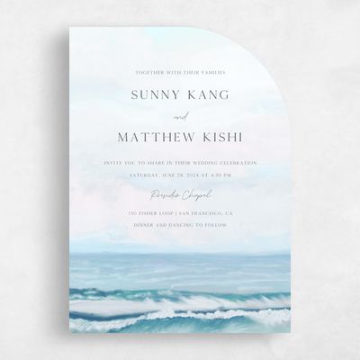 Blue Half arch Wedding Invitation - Clearwater Portrait