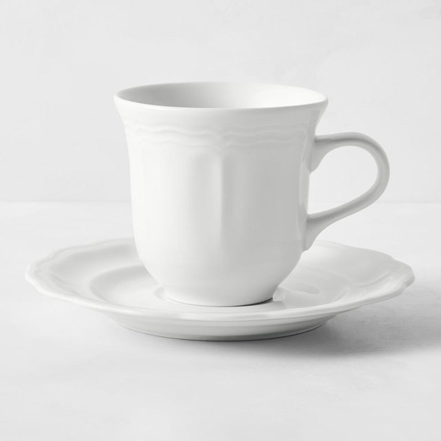 Pillivuyt Queen Anne Porcelain Cups & Saucers, Set of 8