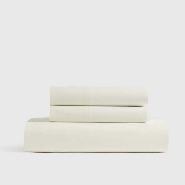 Organic Crisp Percale Fitted Sheet Set - King - Ivory