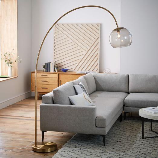 Overarching Acrylic Shade Floor Lamp - Antique Brass/Smoke