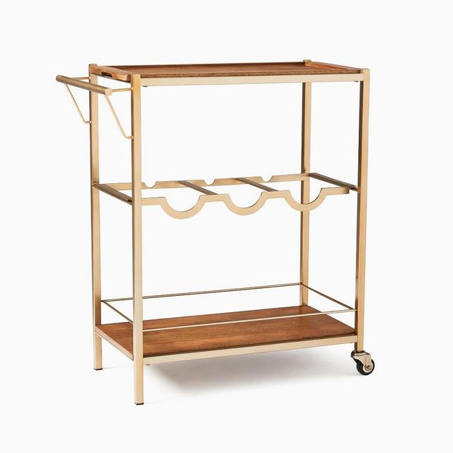Judd Rectangle Bar Cart , Rectangle Bar Cool Walnut, Light Bronze