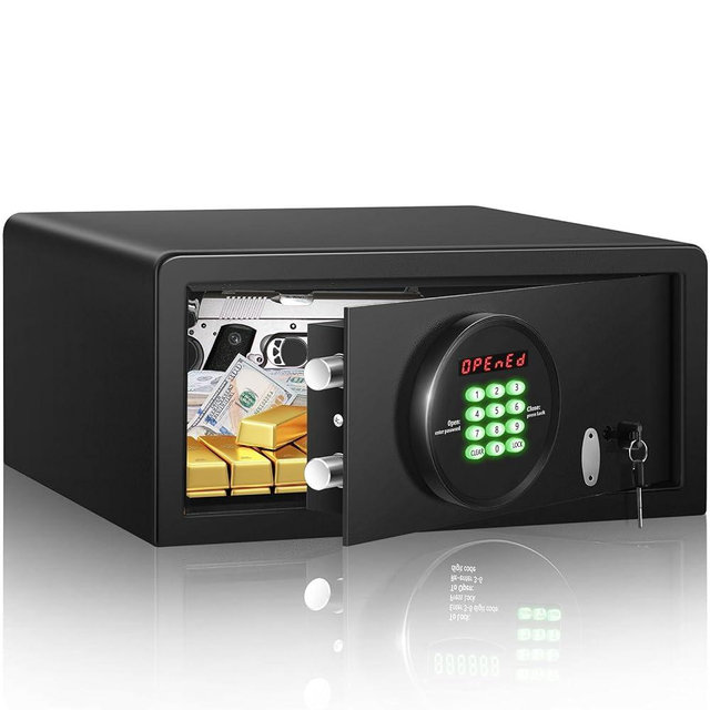 Thmosz 1.2 Cuft Fireproof Safe Box, Anti-Theft Home Safes Fireproof Waterproof with Automatic Electronic Lock, Steel Security Safe with LCD Display & Type-C Port, Safe Box for Money Firearm Medicines