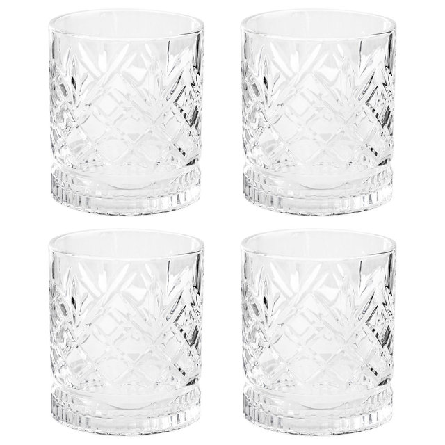 Gibson Home 4 Piece 13 Ounce Diamond Embossed Double Old Fashioned Glassware Set