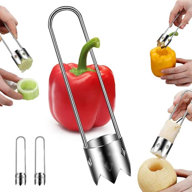 2 PCS Red Bell Pepper Seed Corer-Multifunctional Fruit And Vegetable Core Remover,Kitchen Gadgets for Vegetable and Fruit Coring