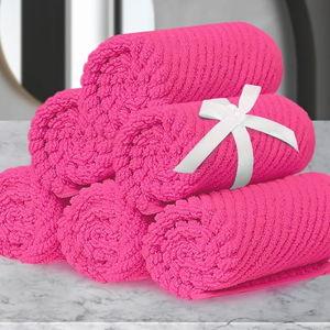 VOOVA & MOVAS Pink Washcloths (6PC, 13"x13") - 100% Cotton | Lightweight | Thick | Quick Dry | Soft | Absorbent, Luxury Towels for Face, Fluffy Wash Cloths for Bathroom, Towel Gift Set, Hot Pink