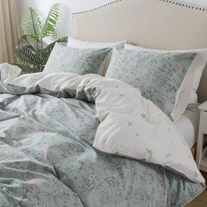 HoneiLife Cotton Duvet Cover Queen - Floral Comforter Cover 3-PC, Flower Floral Bedlinen for Set Queen Beds, Wildflower Comforter Cover Sets for All Season Use