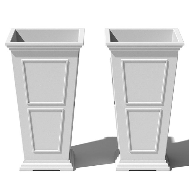 Veradek Brixton Series Tall Planter - Large Outdoor Planter for Front Porch/Patio | Crack-Resistant Plastic for All-Weather Use | Classic Estate Design for Tall Plants, Flowers, Trees