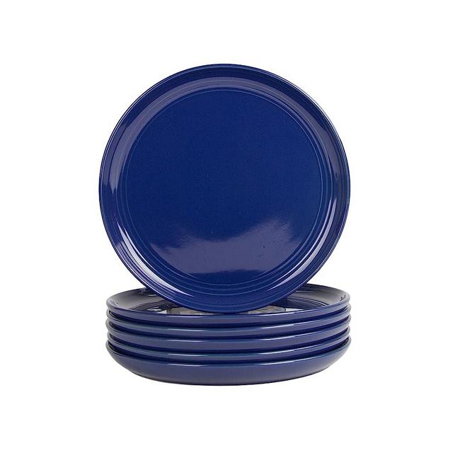 Double Line 8.25" Salad Plate, Set of 6, Cobalt Blue