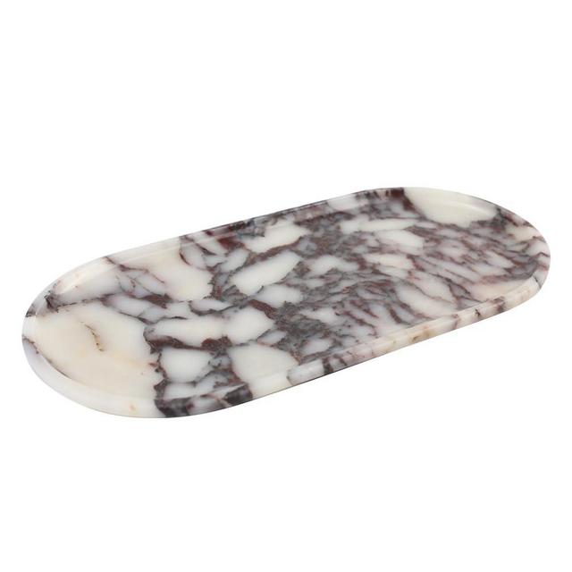 Natural Marble Tray, Coffee Table, Food, Fruit, Paper Cup, Cake Display, Coffee bar, Family Gatherings, Seasonal Holiday Decoration Tray(Viola-oval-11 x5 x0.7)