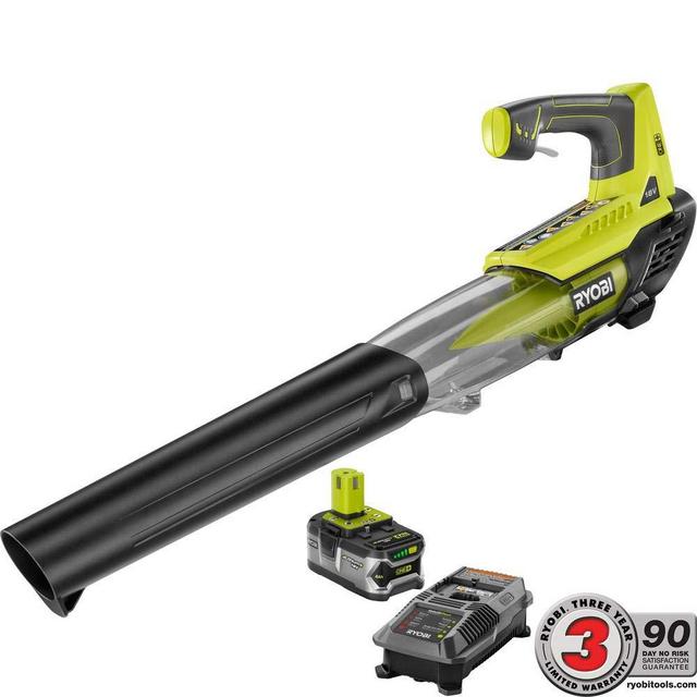 RYOBI ONE+ 100 MPH 280 CFM Variable-Speed 18-Volt Lithium-Ion Cordless Jet Fan Leaf Blower 4Ah Battery and Charger Included