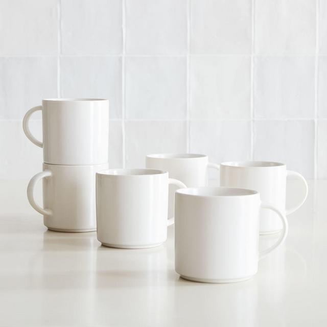 Dinnerware Stoneware, Mug, Stoneware, White, Set of 6