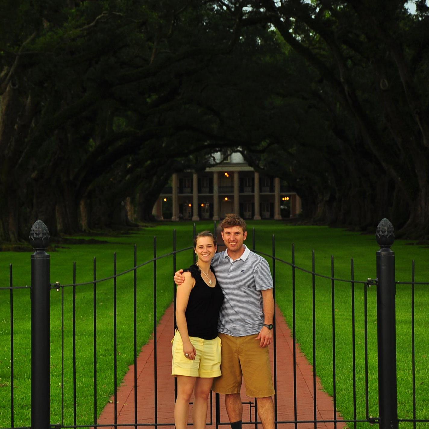 In front of Oak Alley Plantation in our first year of dating!