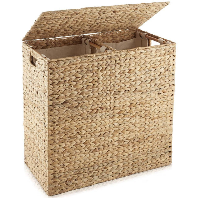 2 Section Laundry Hamper with Removable Liner Bags