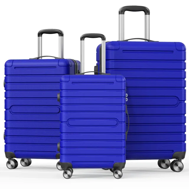 SUGIFT 3-Piece Hardshell Luggage Set Spinner Wheels TSA Lock YKK Zipper Lightweight Durable ABS+PC Hard Shell Carry On Checked Travel Suitcase