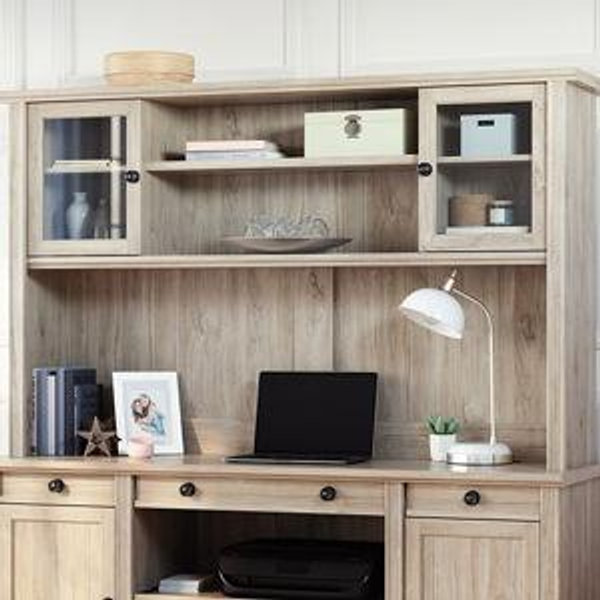 Home Office Computer Desk Hutch in Chalk Oak