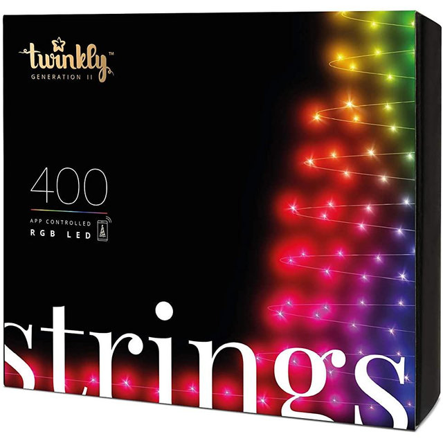 Twinkly - TWS400STP 400 RGB Multicolor LED String Lights - App-Controlled LED Christmas Lights with Green Cable (105ft) - IoT & Razer Chroma Enabled - Indoor/Outdoor Party Decorations