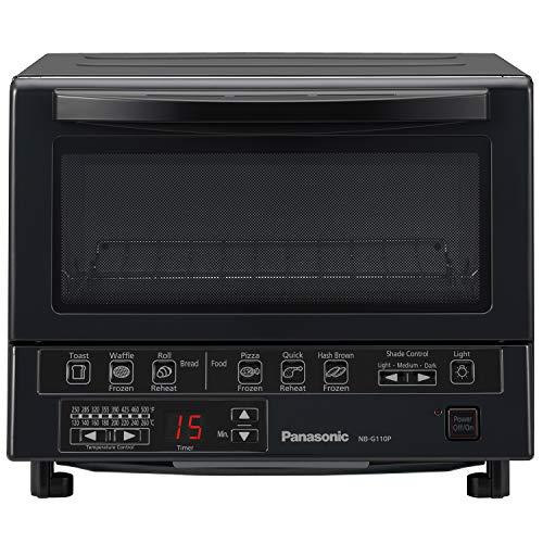 Panasonic FlashXpress Compact Toaster Oven with Double Infrared Heating, Crumb Tray and 1300 Watts of Cooking Power – 4 Slice Countertop Toaster Oven - NB-G110P-K (Black)