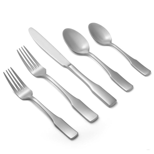 Alata Kate Satin 40-Piece Silverware Set,Service for 8,Stainless Steel Flatware Set,Matte Satin Polished Cutlery Set,Dishwasher Safe