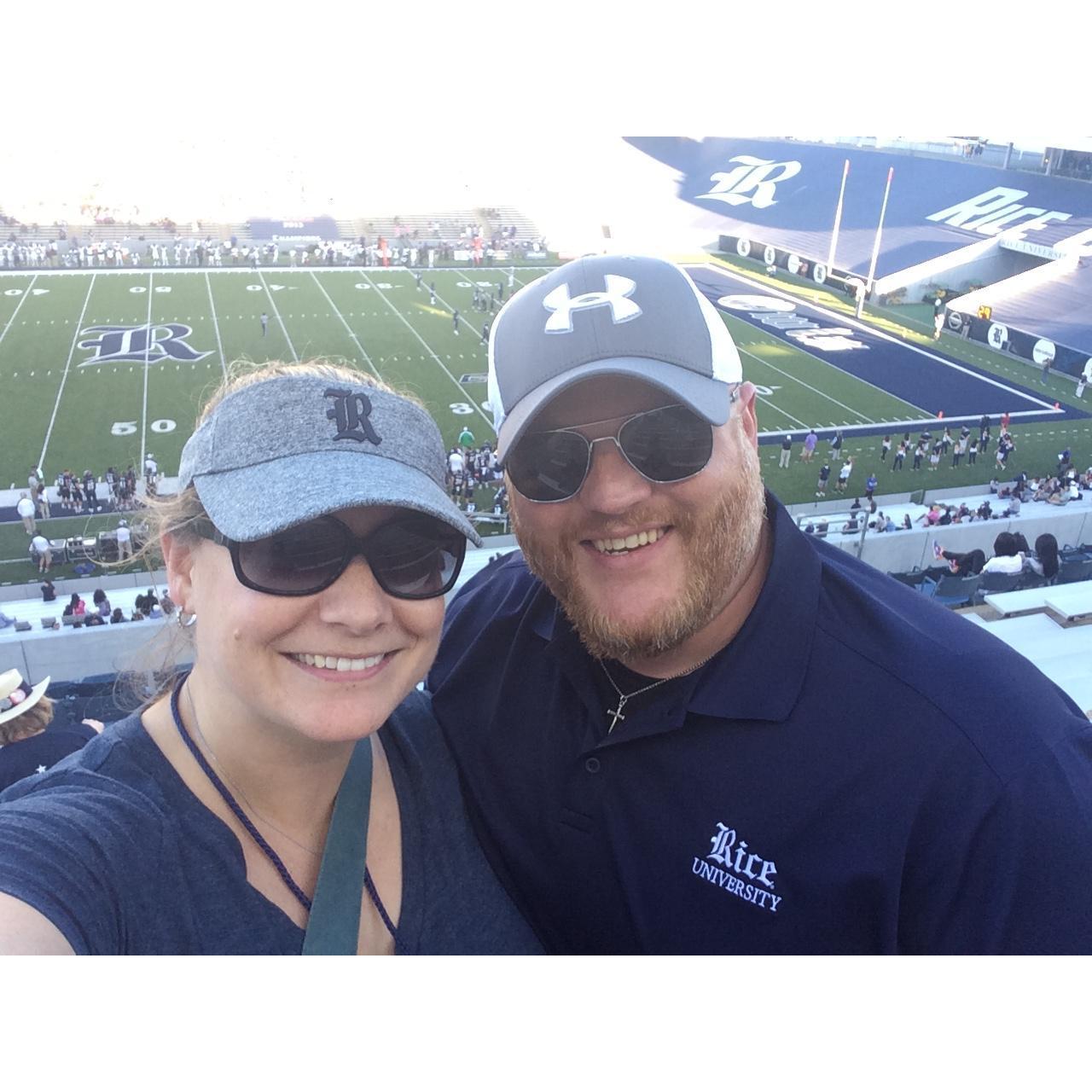 November 2016 - We knew it must be love when Clinton was willing to sit through (and cheer for) Rice University Football at Homecoming.