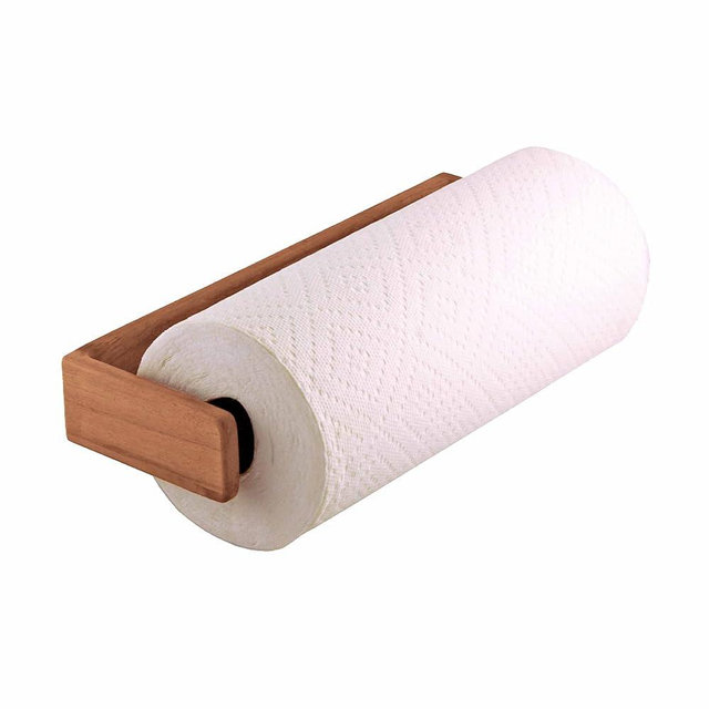 SeaTeak Wooden Paper Towel Holder, 12"x 4.375", 100% Solid Teak Wood, Wall Mount, Spring-Loaded, Fits Standard & Jumbo Rolls, Perfect for Boats, Kitchens, RV's & Campers