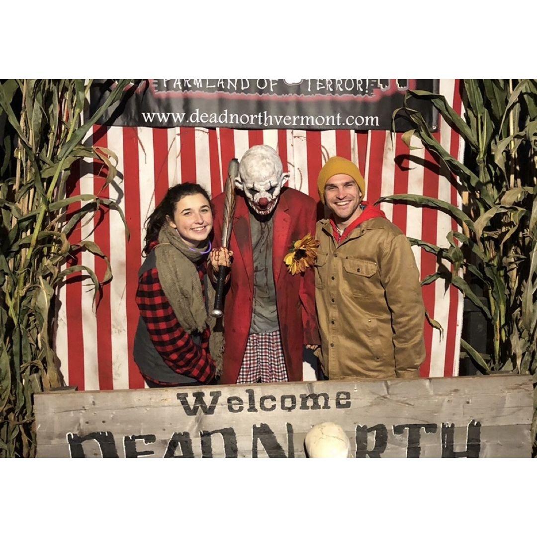 This was the first picture we ever took together...it was at a very scary haunted corn maze. This picture is very fitting as the first one because we LOVE watching scary movies.