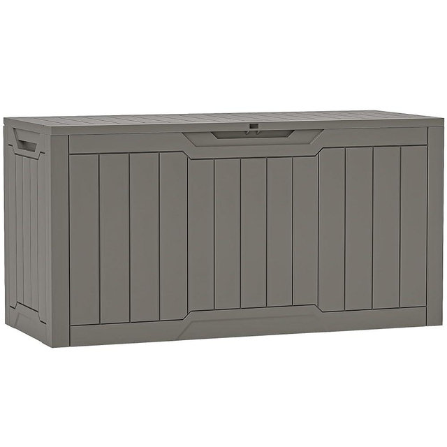 YITAHOME 80 Gallon Resin Deck Box, Outdoor Lockable Storage Box for Patio Furniture, Waterproof Patio Deck Box for Cushions, Pool Supplies, Sports Equipment and Garden Tools, Taupe