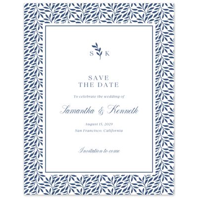Dark Cobalt, Blue Wedding Digital Save the Date - Thalia Portrait