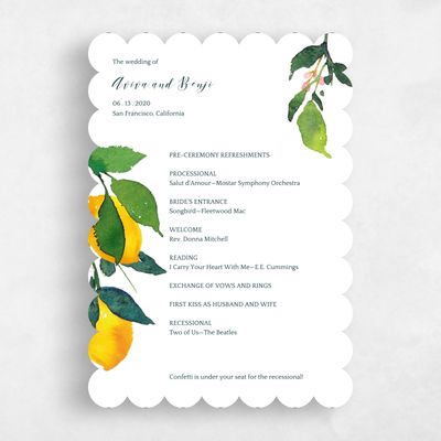White Scalloped Wedding Program - Folly