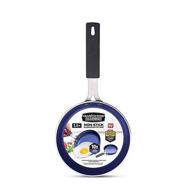 Granite Stone Diamond 7031 Granite Stone Classic Blue Nonstick Mini Single Serve Skillet, Diamond Infused, Multipurpose Pan Designed for Eggs, Omelets, Pancakes, Rubber Handle, 5.5"