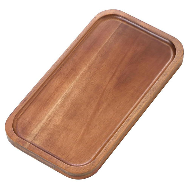 HOMKULA Small Solid Acacia Wood Serving Trays and Platters - Wooden Mini Charcuterie Boards, Rectangle Cheese Board for Food, Bathroom, Home Decor, Kitchen Counter,S,(10"x5.5", 1 Pack)