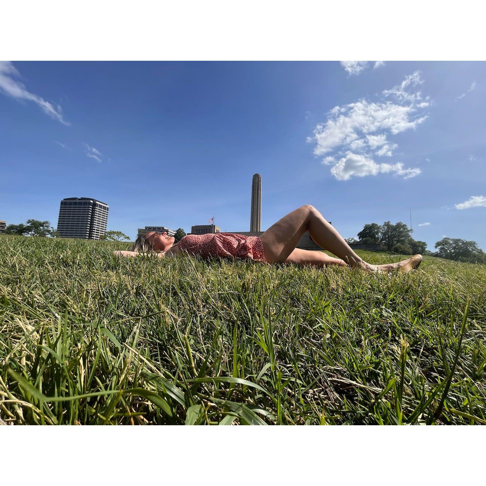 Relaxing in the park with him