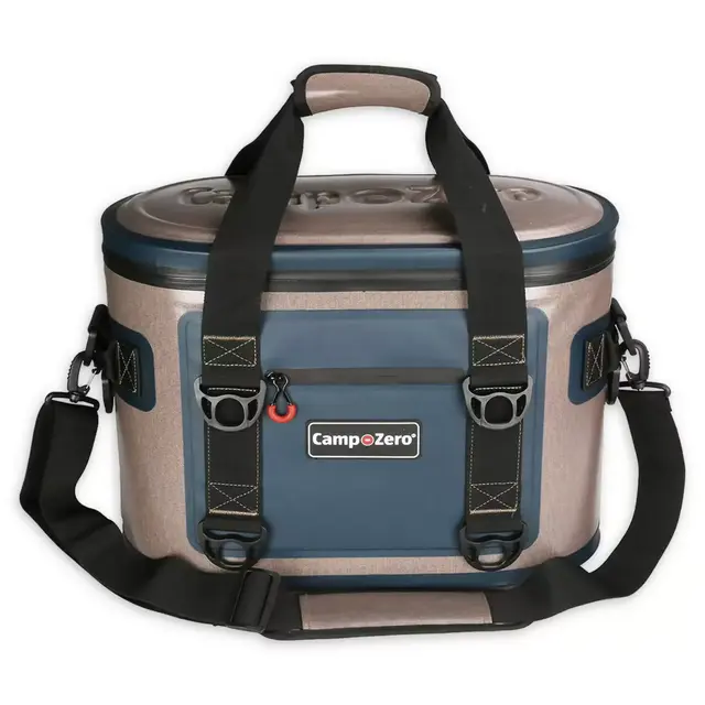 Camp-Zero 30-Can Soft Sided Premium Cooler in Beige/Blue