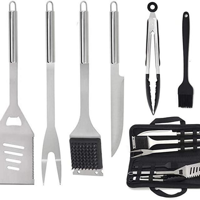 The Hungry Cook 6PCS 14" Standard BBQ Stainless-Steel Grilling Utensil Tools Set