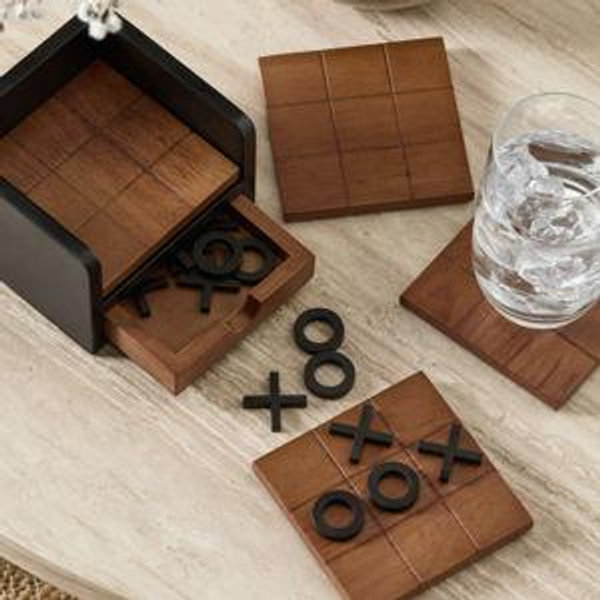 Set of 4 Natural Bronx Noughts and Crosses Coasters from Next Israel