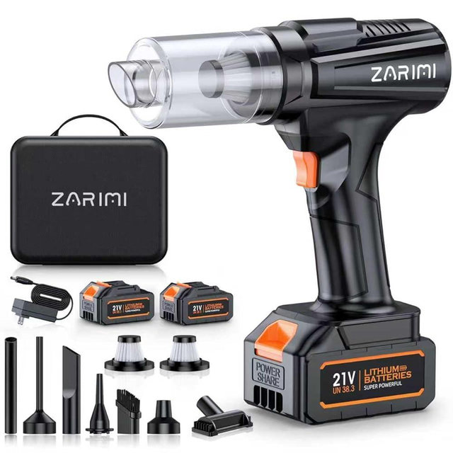 ZARIMI Cordless Handheld Car Vacuum Cleaner, 50,000Pa High-Power Brushless Motor, Rechargeable Dust Buster with 2 Batteries & Charger, 6-in-1 Portable Vacuum Cleaners for Home, Keyboard, Bright Black