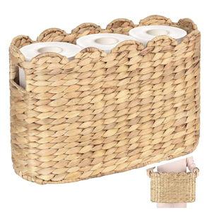 Toilet Paper Storage Baskets, Scalloped Water Hyacinth Baskets , Wicker Scalloped Basket for Storage, Toilet Papers Holder Wicker Basket, Toilets Paper Organizer, Bathroom Accessories Organizer...