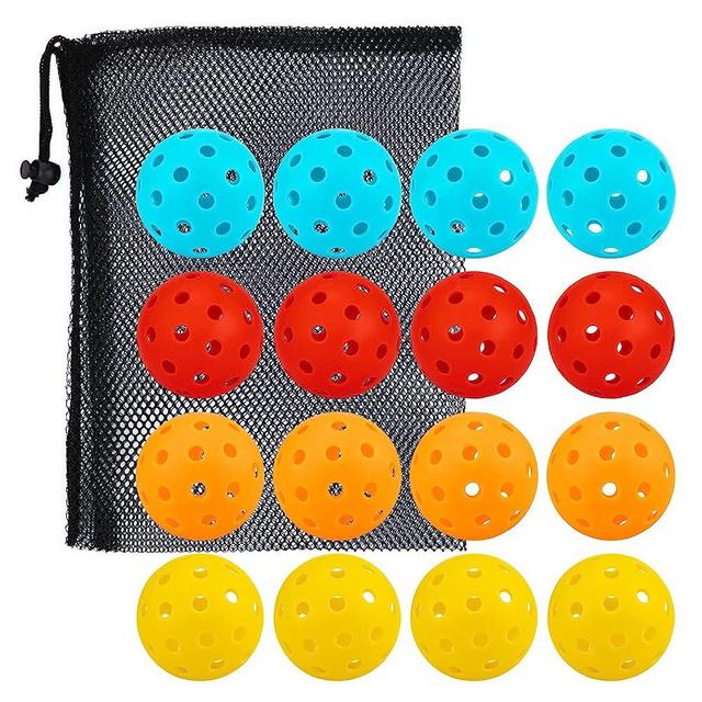 USAPA Approved Outdoor Pickleball Balls - 16 Pack of 40 Holes Pickleballs Set with Real Bounce Technology & Superior Durability | Tournament-Grade Pickle Balls in 4 Vibrant Colors with Mesh Bag