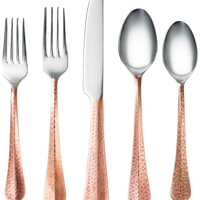 Cambridge Silversmiths 20 Piece Indira Jessamine Flatware Set, Copper, Service for 4