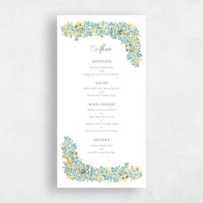 Blue Wedding Menu - Lunette Foil