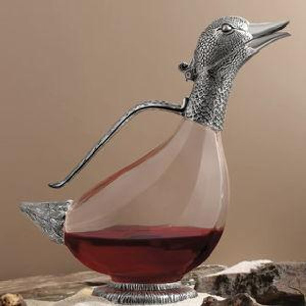Rigeli Regent Silverplated Duck Decanter 25.3 oz, 750ml Carafe, Wine Gift, Decanter for Wine, Men/Women's Good Gift on Special Day