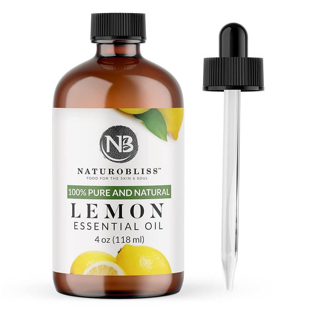 NaturoBliss 100% Pure Lemon Essential Oil Therapeutic Grade Premium Quality (4 fl. oz) with Glass Dropper, Perfect for Aromatherapy