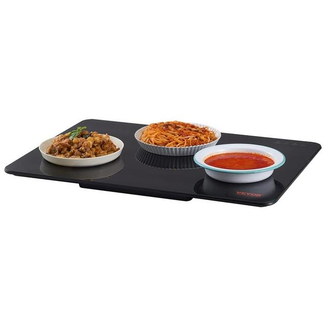 VEVOR Electric Warming Tray, Food Warming Trays for Buffet, Fast Heating Warming Trays, Portable Tempered Glass Heating Tray, ETL, 23.6" x 16.5"
