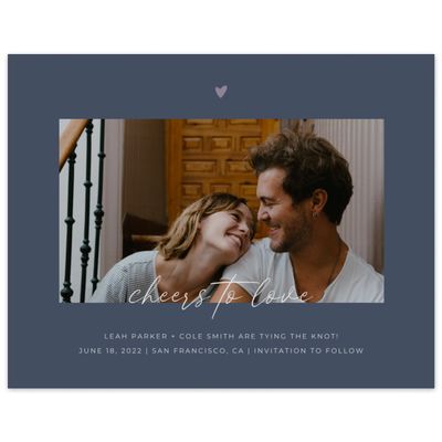 Grayed Navy, Blue Wedding Digital Save the Date - Marley Portrait